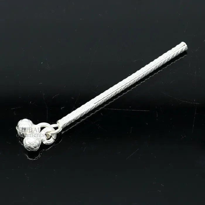 TRIBAL ORNAMENTS Necklaces Lord Krishna flute terling silver handmade idol krishna flute silver bansuri laddu gopala flute little krishna flute puja art su659