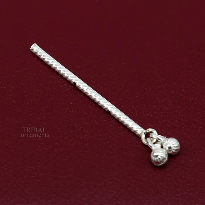 TRIBAL ORNAMENTS Necklaces Lord Krishna flute terling silver handmade idol krishna flute silver bansuri laddu gopala flute little krishna flute puja art su659