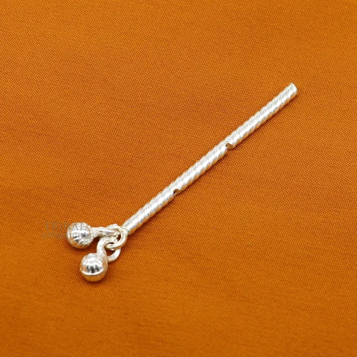 TRIBAL ORNAMENTS Necklaces Lord Krishna flute terling silver handmade idol krishna flute silver bansuri laddu gopala flute little krishna flute puja art su659