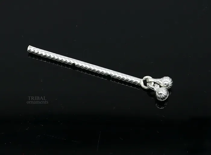 TRIBAL ORNAMENTS Necklaces Lord Krishna flute terling silver handmade idol krishna flute silver bansuri laddu gopala flute little krishna flute puja art su659