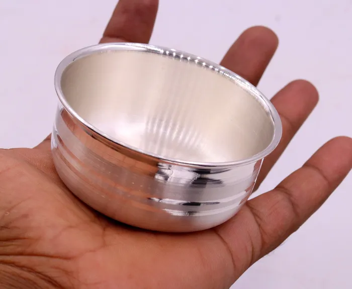 TRIBAL ORNAMENTS Necklaces Plain design handmade 999 solid silver bowl silver vessels silver utensils solid silve baby bowl for medical use for health sv07