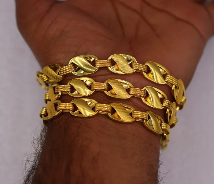 TRIBAL ORNAMENTS Necklaces solid 22 karat gold fabulous lotus design handmade chain necklace mens womens jewelry from Rajasthan India ch171