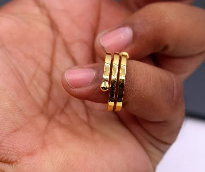 TRIBAL ORNAMENTS Rings 22kt yellow gold handmade fabulous spiral ring vintage antique design all sizes ring band for unisex gifting jewelry from india GR005