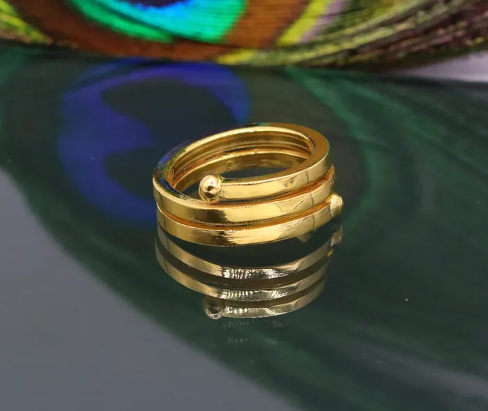 TRIBAL ORNAMENTS Rings 22kt yellow gold handmade fabulous spiral ring vintage antique design all sizes ring band for unisex gifting jewelry from india GR005
