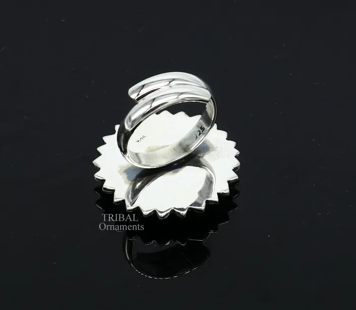 TRIBAL ORNAMENTS Rings 925 sterling silver adjustable ring band fabulous lord Ganesh studying miniature art painting frame ring Stylish ethnic jewelry RRing529