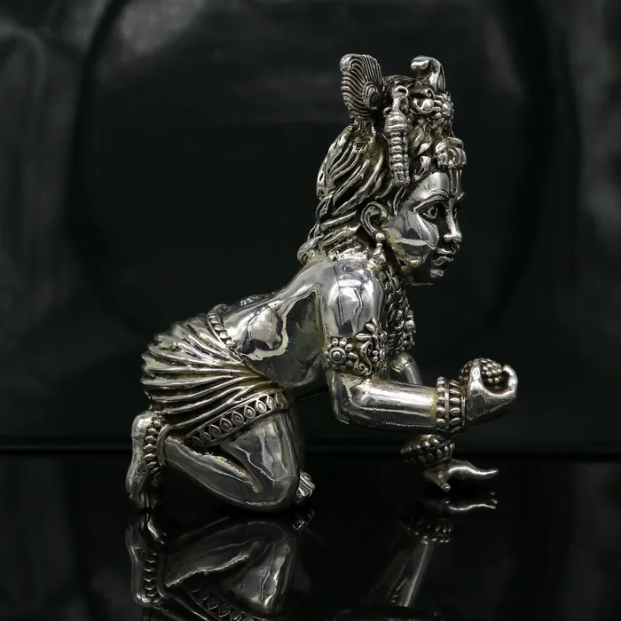 TRIBAL ORNAMENTS Rings 925 Sterling silver customized Idol Krishna Bal Gopal statue figurine laddu gopal sculpture home temple utensil silver article su209