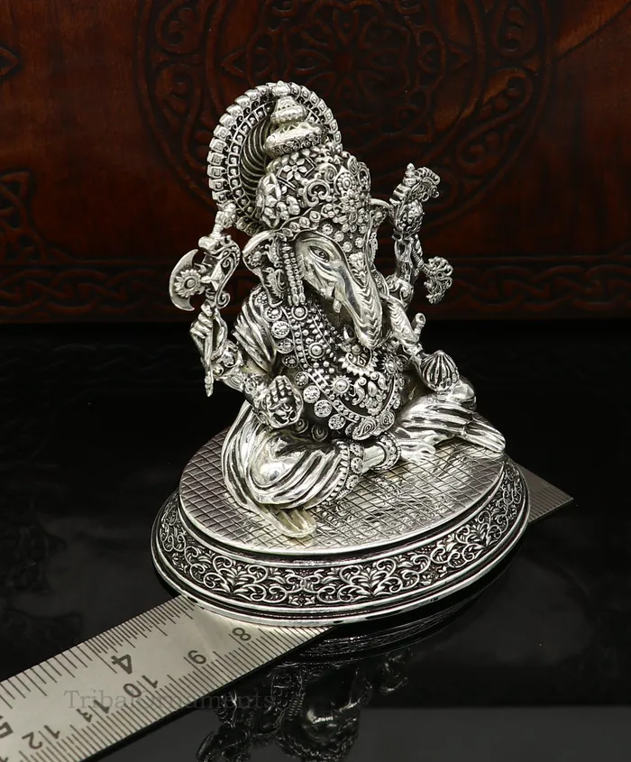TRIBAL ORNAMENTS Rings 925 Sterling silver handmade customized Hindu God Idol Ganesha statue puja article figurine home decor utensils art34