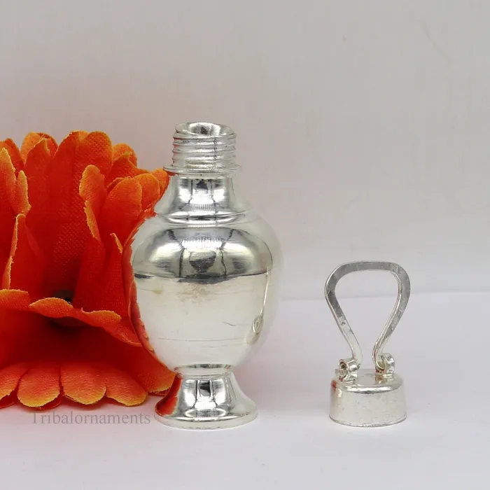 TRIBAL ORNAMENTS Rings 925 sterling silver handmade plain design Gangjali Silver Gangajal Patra best silver water pot kalash puja utensils Diwali special su416