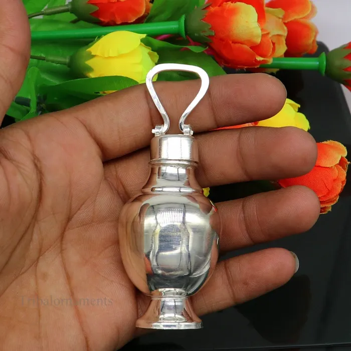 TRIBAL ORNAMENTS Rings 925 sterling silver handmade plain design Gangjali Silver Gangajal Patra best silver water pot kalash puja utensils Diwali special su416