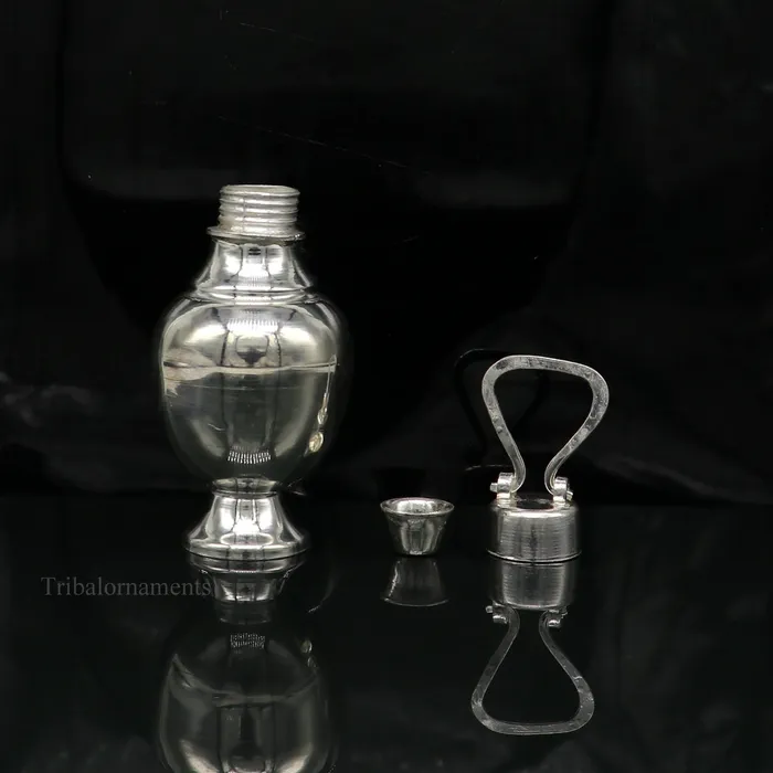 TRIBAL ORNAMENTS Rings 925 sterling silver handmade plain design Gangjali Silver Gangajal Patra best silver water pot kalash puja utensils Diwali special su416