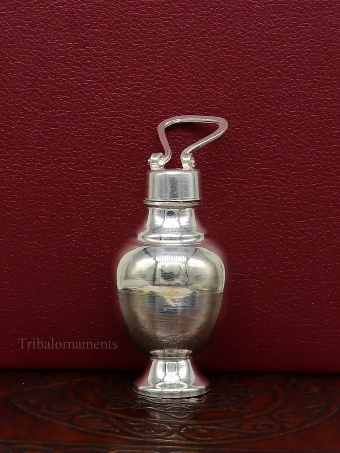 TRIBAL ORNAMENTS Rings 925 sterling silver handmade plain design Gangjali Silver Gangajal Patra best silver water pot kalash puja utensils Diwali special su417