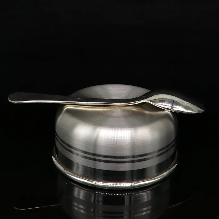 TRIBAL ORNAMENTS Rings 999 fine sterling silver handmade solid silver bowl and spoon kids serving bowl silver vessels baby serving utensils baby set sv120