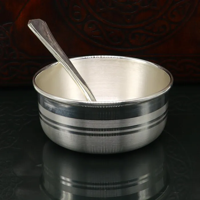 TRIBAL ORNAMENTS Rings 999 fine sterling silver handmade solid silver bowl and spoon kids serving bowl silver vessels baby serving utensils baby set sv120