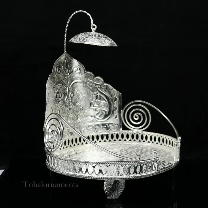 TRIBAL ORNAMENTS Rings Large size 925 sterling silver solid Sinhasan singhasan idol god throne god statues chair temple puja article best collectible su572
