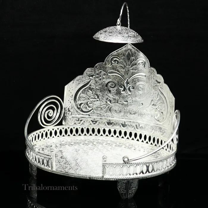 TRIBAL ORNAMENTS Rings Large size 925 sterling silver solid Sinhasan singhasan idol god throne god statues chair temple puja article best collectible su572