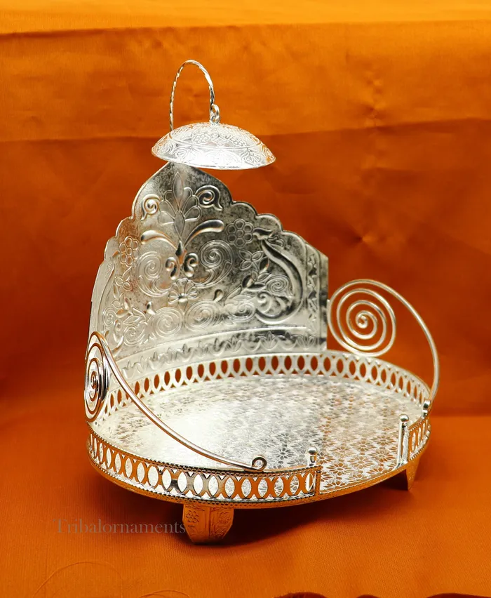 TRIBAL ORNAMENTS Rings Large size 925 sterling silver solid Sinhasan singhasan idol god throne god statues chair temple puja article best collectible su572