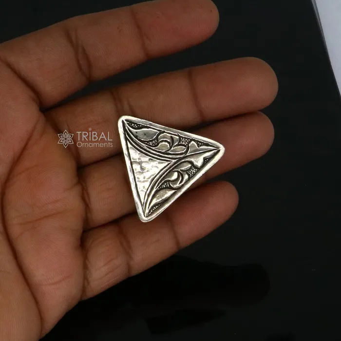 TRIBAL ORNAMENTS Rings Triangle shape Traditional cultural design 925 sterling silver adjustable ring best tribal ethnic jewelry Navratri dance jewelry sr388