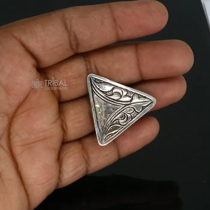 TRIBAL ORNAMENTS Rings Triangle shape Traditional cultural design 925 sterling silver adjustable ring best tribal ethnic jewelry Navratri dance jewelry sr388