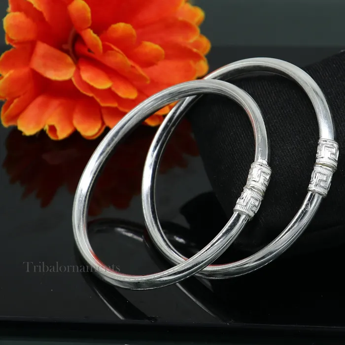 TRIBAL ORNAMENTS Sterling silver half round handmade amazing design bangle bracelet kangan chudi excellent design bangle kada gift tribal jewelry nba203 Bracelets TRIBAL ORNAMENTS Sterling silver half round handmade amazing design bangle bracelet kangan chudi excellent design bangle kada gift tribal jewelry nba203 Bracelets