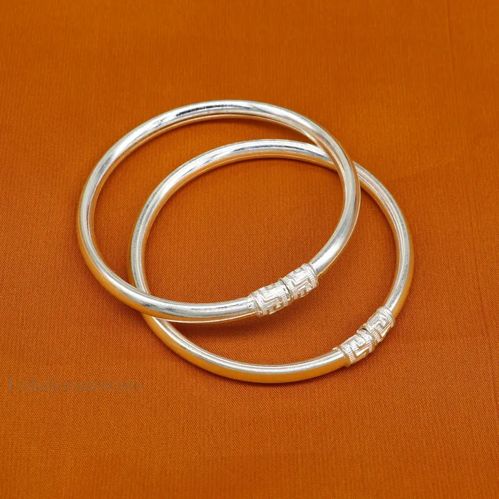 TRIBAL ORNAMENTS Sterling silver half round handmade amazing design bangle bracelet kangan chudi excellent design bangle kada gift tribal jewelry nba203 Bracelets