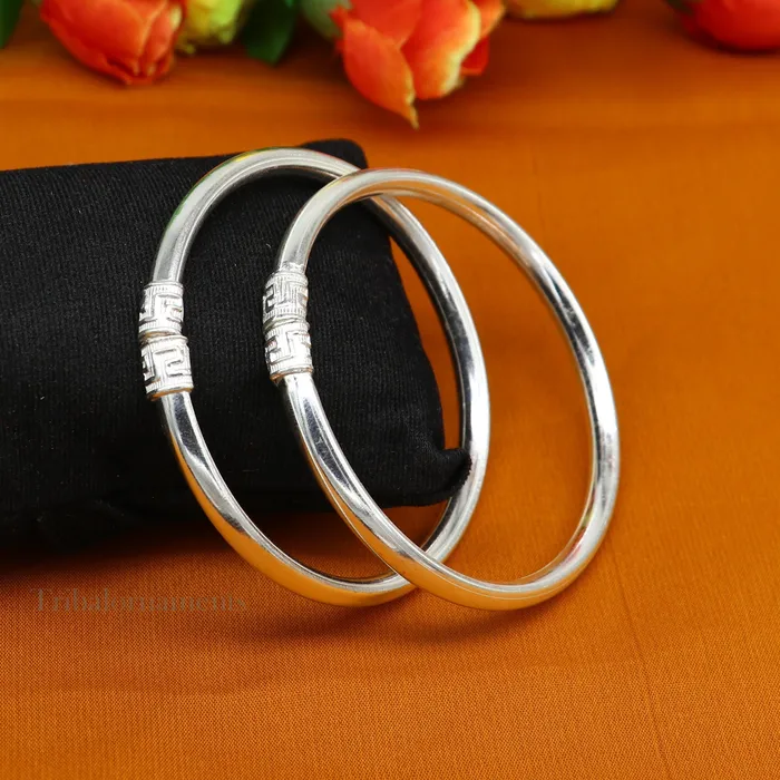 TRIBAL ORNAMENTS Sterling silver half round handmade amazing design bangle bracelet kangan chudi excellent design bangle kada gift tribal jewelry nba203 Bracelets