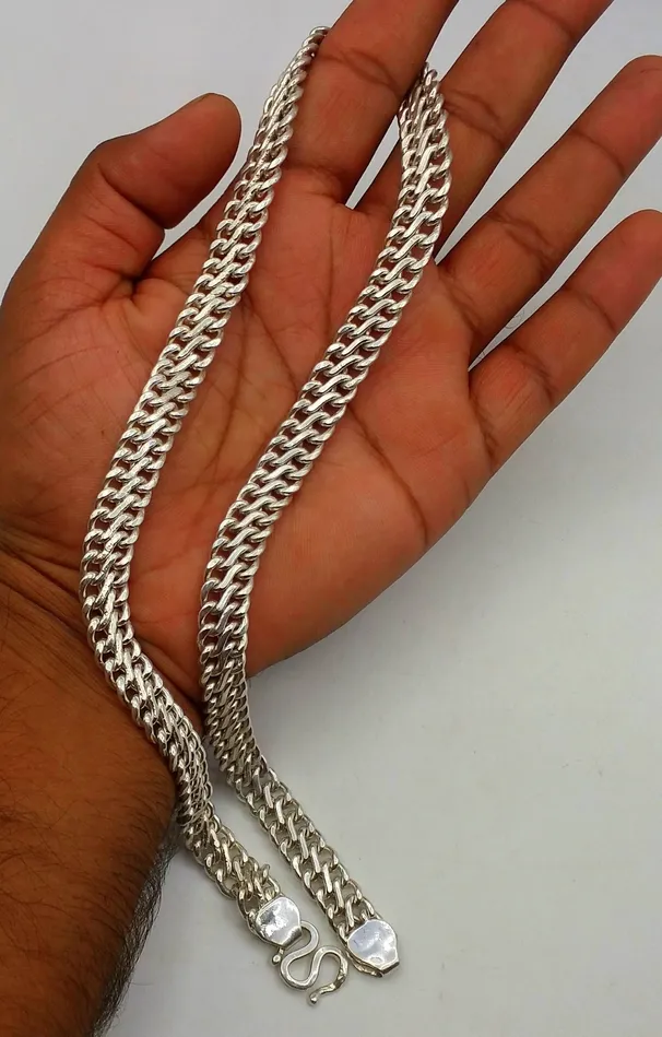 TRIBAL ORNAMENTS Vintage antique design handmade Sterling silver customized Gope chain flexible 205 long necklace chain unisex gifting jewelry ch11 Necklaces TRIBAL ORNAMENTS Vintage antique design handmade Sterling silver customized Gope chain flexible 205 long necklace chain unisex gifting jewelry ch11 Necklaces
