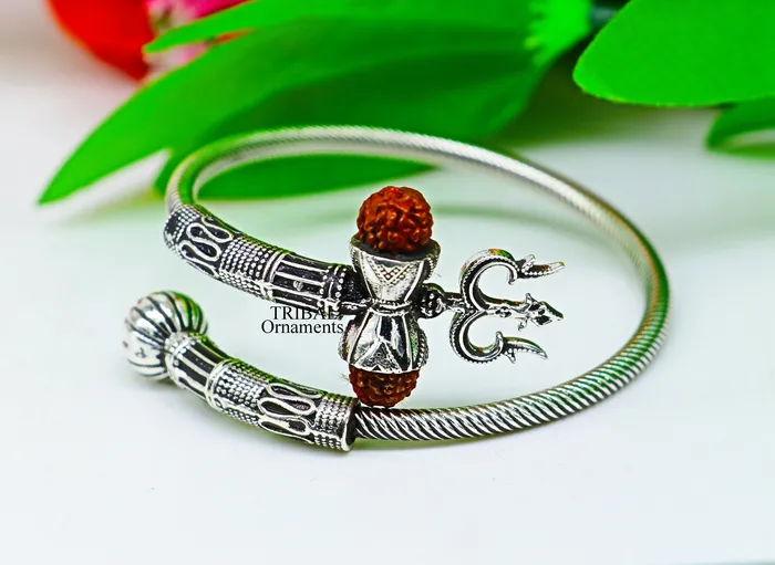 TRIBALORNAMENT Bracelets Lord Shiva trident vintage design 925 sterling silver customized lord shiva trident trishul bangle bracelet kada Rudraksha jewelry nsk354 TRIBALORNAMENT Bracelets Lord Shiva trident vintage design 925 sterling silver customized lord shiva trident trishul bangle bracelet kada Rudraksha jewelry nsk354