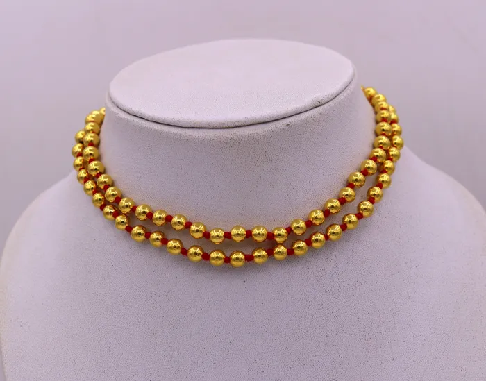 Vintage antique design 20kt yellow gold handmade amazing beads ball chain necklace unisex gifting tribal jewelry from india for belly dance TRIBAL ORNAMENTS Necklaces