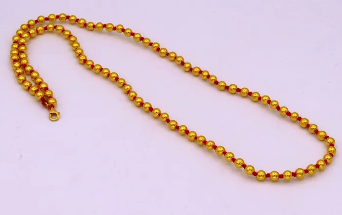 Vintage antique design 20kt yellow gold handmade amazing beads ball chain necklace unisex gifting tribal jewelry from india for belly dance TRIBAL ORNAMENTS Necklaces