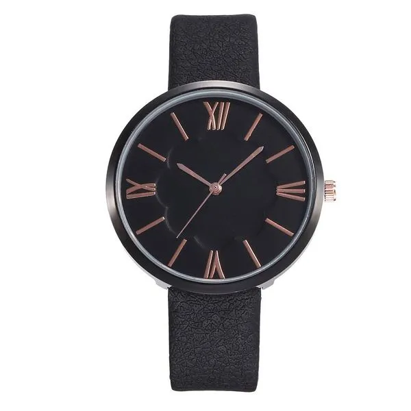 W256 Black Band Face Blossom Inlay Quartz Watch 01 Rings
