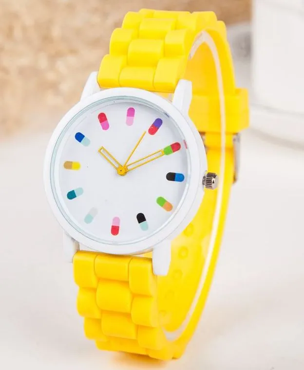 W537 Yellow Colorful Silicone Collection Quartz Watch 01 Watches