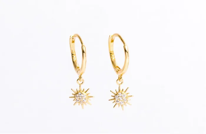 WANTME Earrings Dangling Sun Huggies