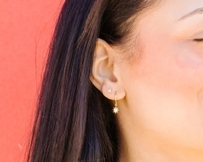 WANTME Earrings Dangling Sun Huggies