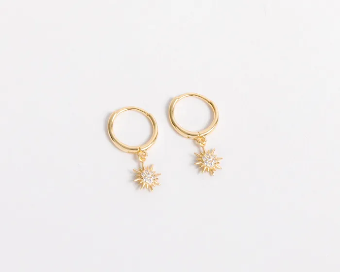 WANTME Earrings Dangling Sun Huggies