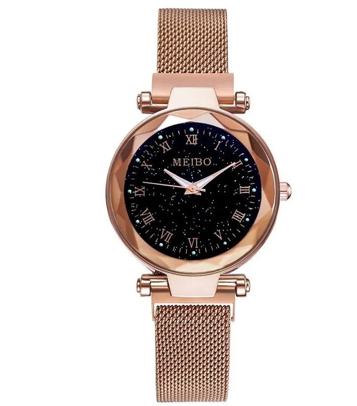 Watches 01 W181 Rose Gold Midnight Mesh Roman Numeral Collection Quartz Watch