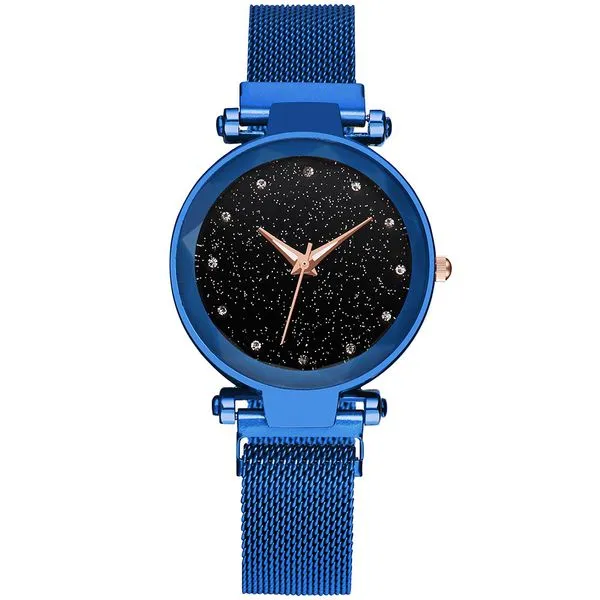 Watches 01 W184 Royal Blue Midnight Mesh Rhinestones Collection Quartz Watch