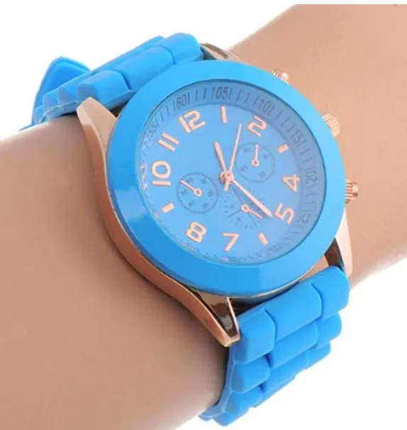 Watches polly W341 Fashion Blue Silicone Collection Quartz Watch