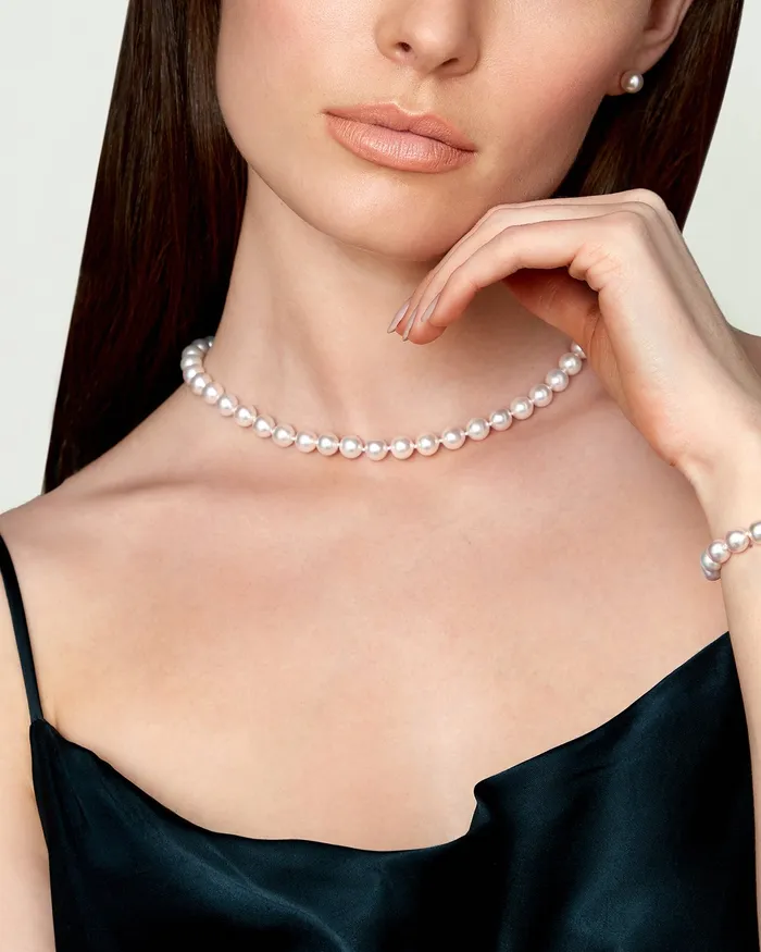 White Japanese Akoya Pearl Necklace 8085mm AA Quality spt Necklaces