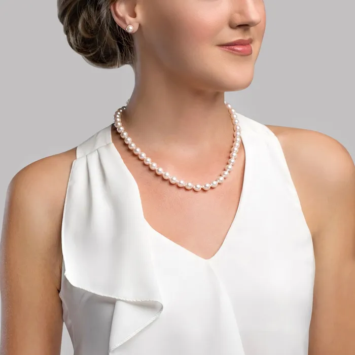 White Japanese Akoya Pearl Necklace 8085mm AA Quality spt Necklaces