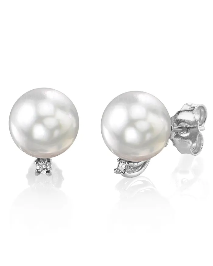 White South Sea Pearl Diamond Society Stud Earrings spt Earrings