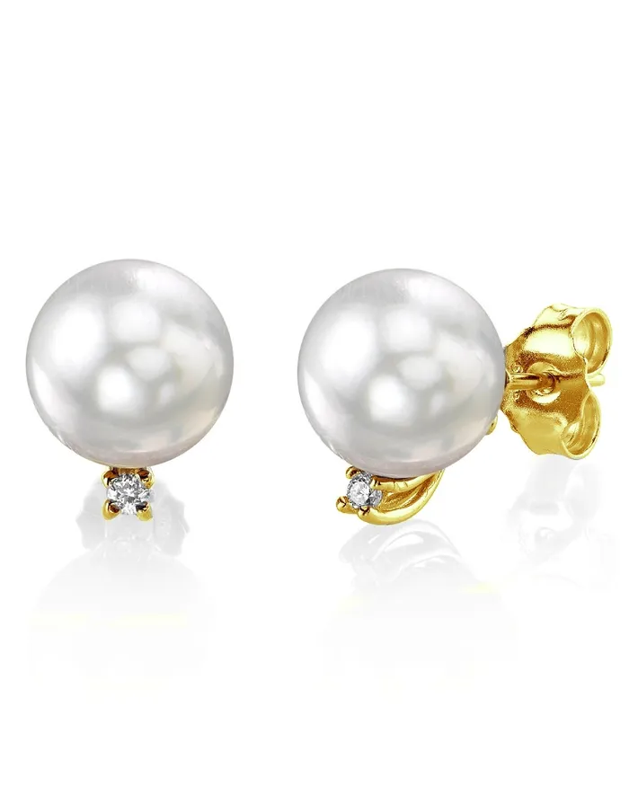 White South Sea Pearl Diamond Society Stud Earrings spt Earrings