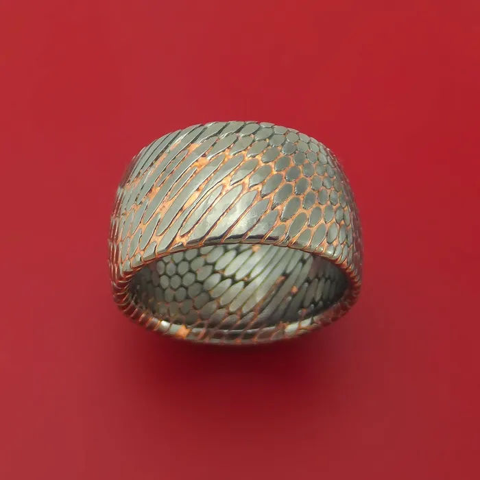 Wide Etched Superconductor Ring Custom Made TitaniumNiobium and Copper Band Lashbrook Rings Wide Etched Superconductor Ring Custom Made TitaniumNiobium and Copper Band Lashbrook Rings