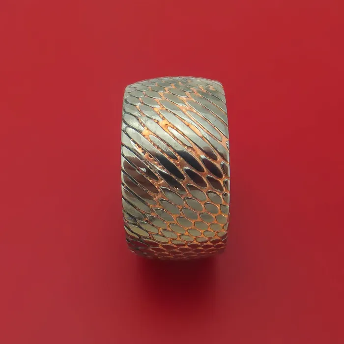 Wide Etched Superconductor Ring Custom Made TitaniumNiobium and Copper Band Lashbrook Rings Wide Etched Superconductor Ring Custom Made TitaniumNiobium and Copper Band Lashbrook Rings
