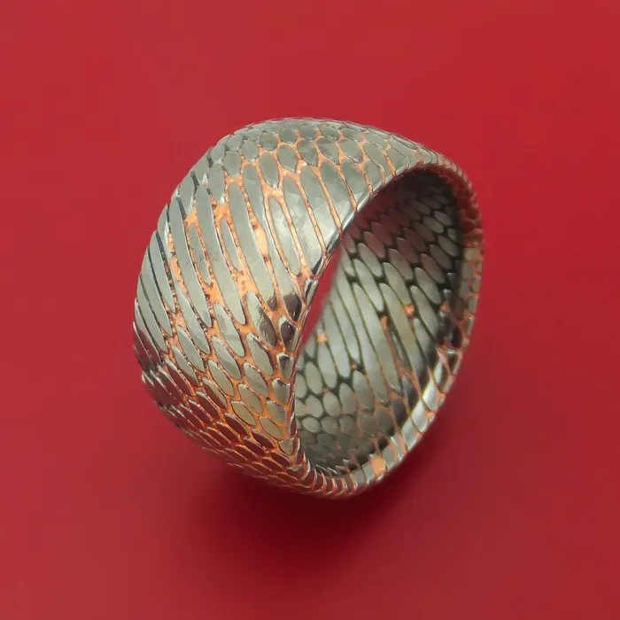 Wide Etched Superconductor Ring Custom Made TitaniumNiobium and Copper Band Lashbrook Rings Wide Etched Superconductor Ring Custom Made TitaniumNiobium and Copper Band Lashbrook Rings