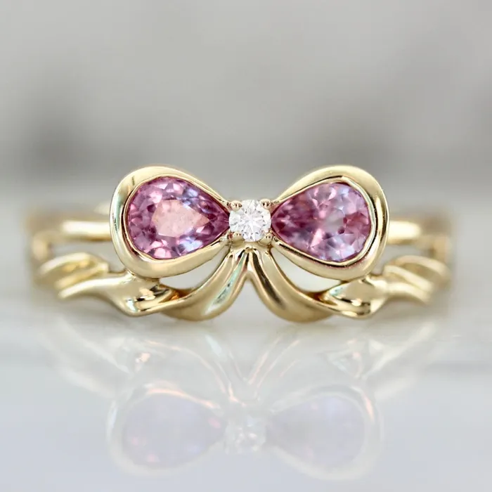 ZahnZ Fine Jewelry Rings Bowtiful Pink Pear Sapphire Bow Ring