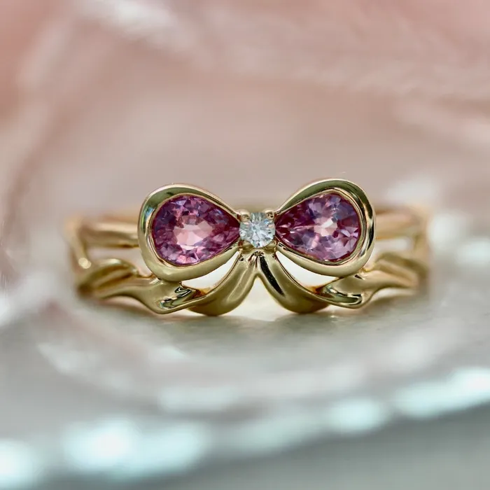 ZahnZ Fine Jewelry Rings Bowtiful Pink Pear Sapphire Bow Ring