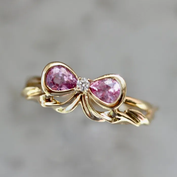 ZahnZ Fine Jewelry Rings Bowtiful Pink Pear Sapphire Bow Ring