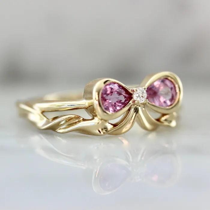 ZahnZ Fine Jewelry Rings Bowtiful Pink Pear Sapphire Bow Ring